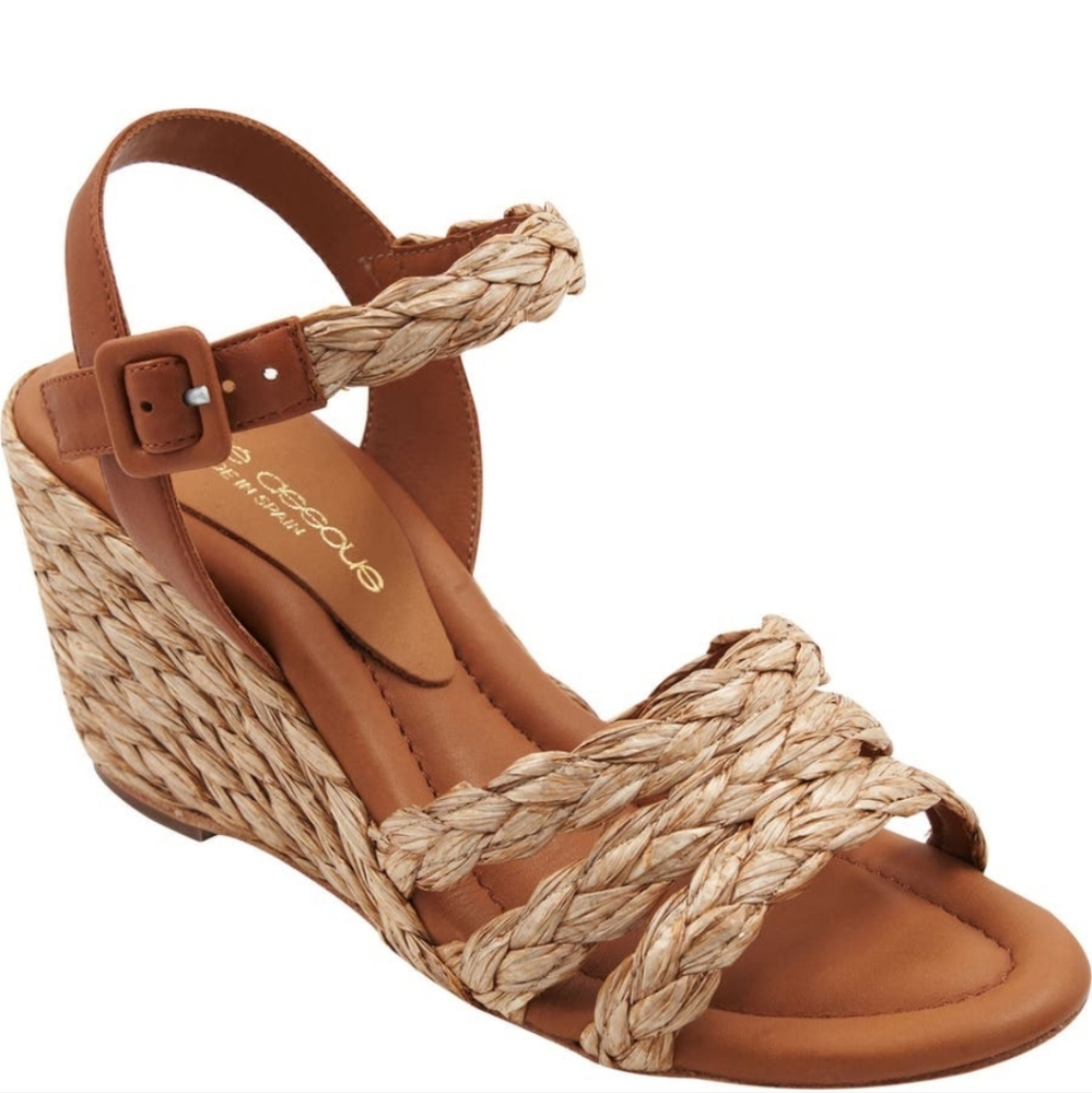 Andre Assous Milena Espadrille Wedge Sandal Designer Celebrity Luxury Leather 21